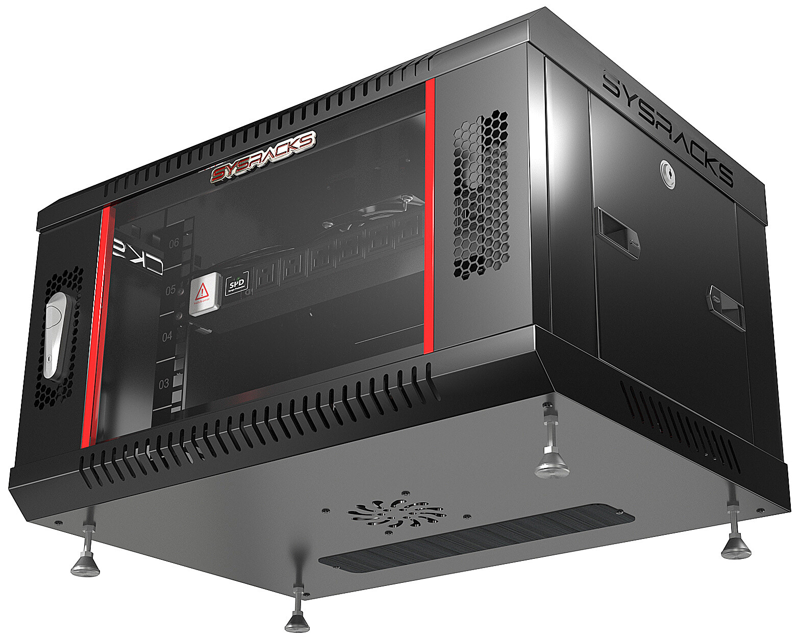 6U Server Rack Locking Network Cabinet Data Enclosure with PDU-Feet-Fan-Shelf