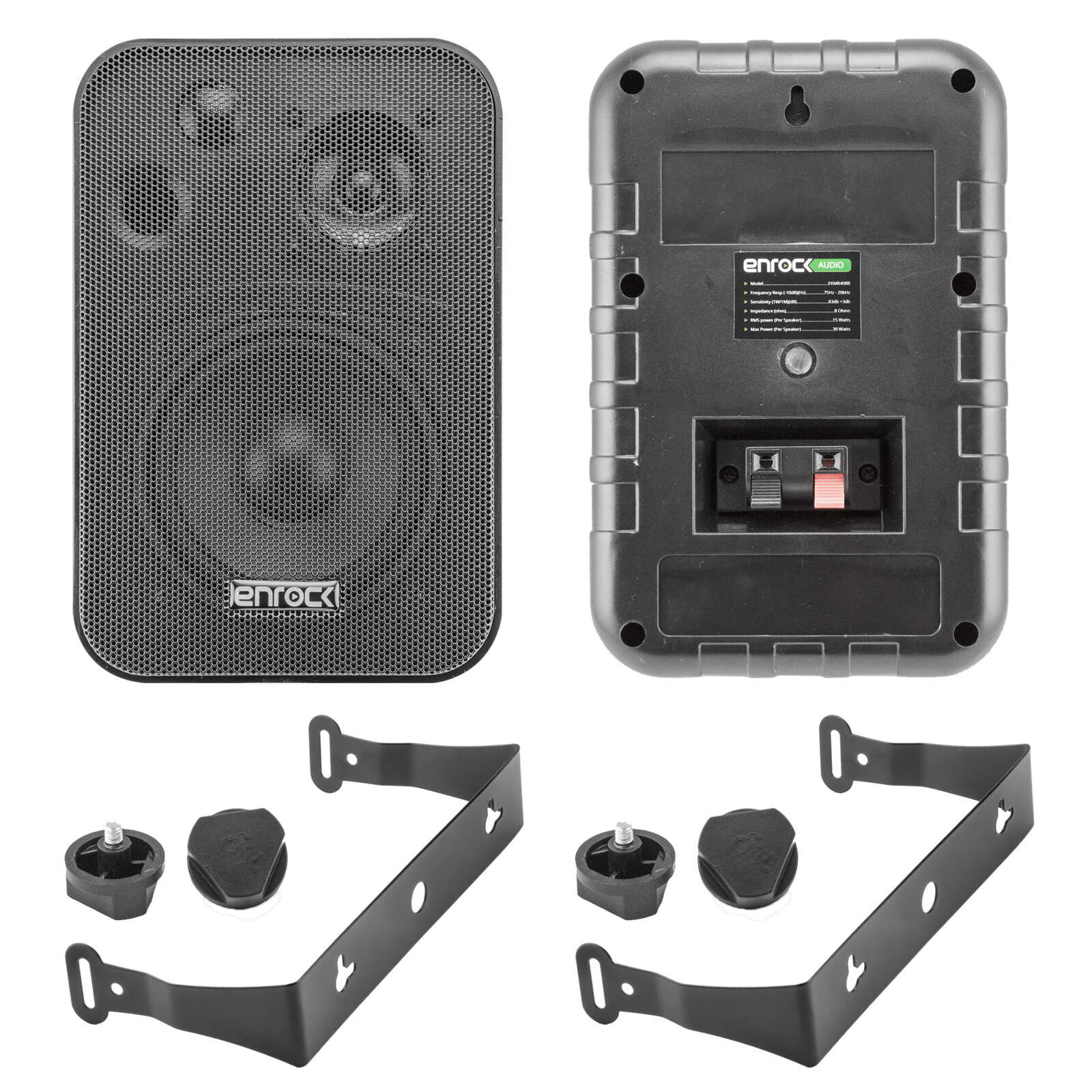 Pyle WiFi Bluetooth Stereo Amplifier, 4x Enrock 4" Box Speakers, Wire Bundle