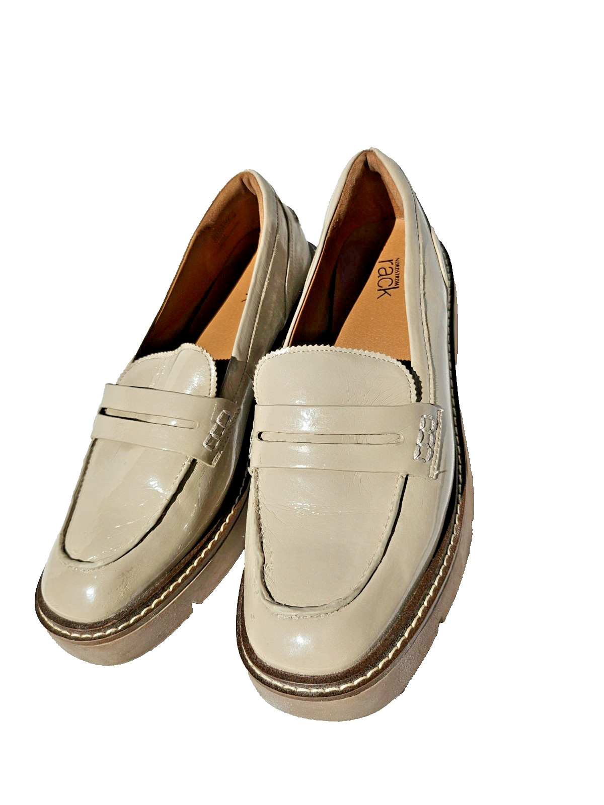 Nordstrom Lafayette Penny Loafers Women's Size 10M Ivory Cream Leather Flats