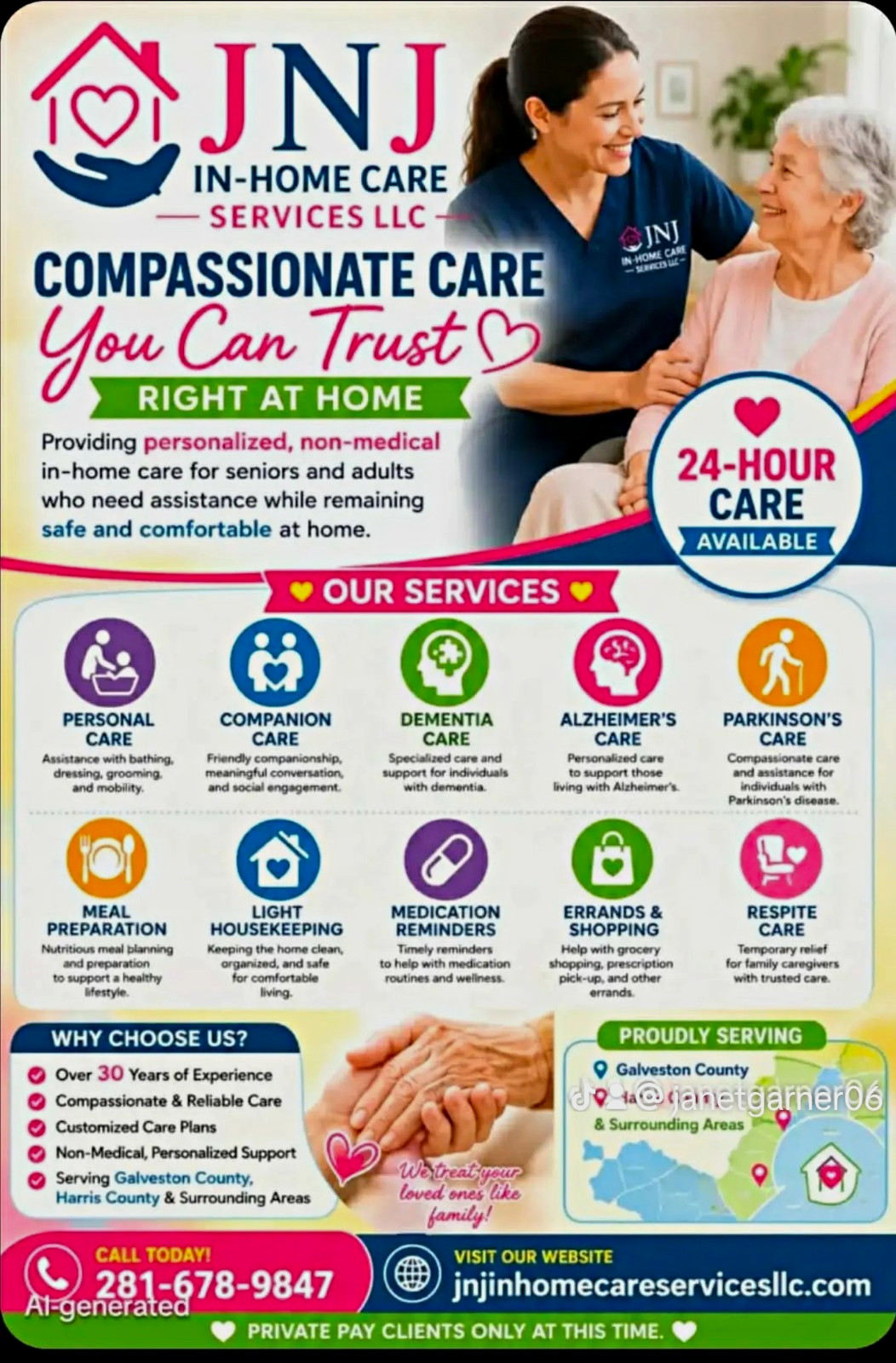 JNJ In-Home Care Services LLC Compassionate Care 24-Hour Care Available