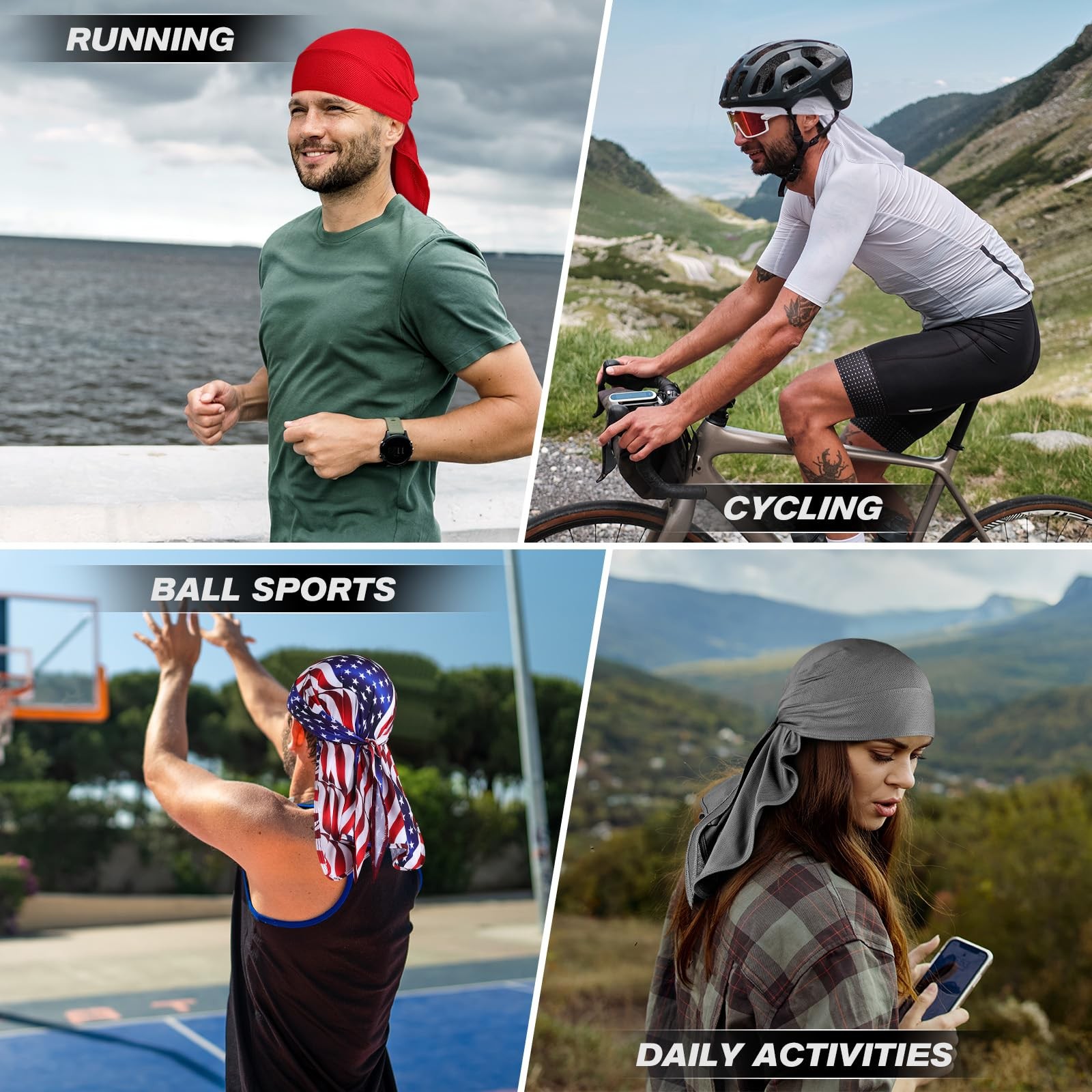 Bandanas Do Rag Skull Caps for Men, Women Breathable Helmet Liner, Multifunct...