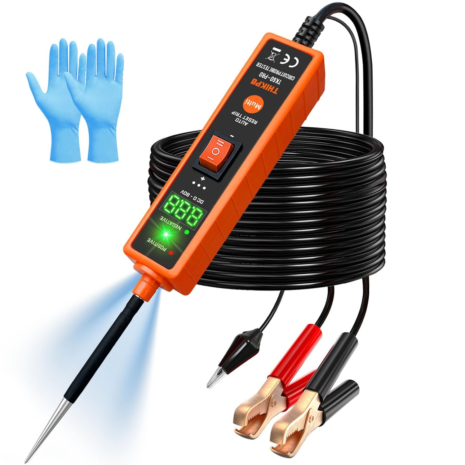 Power Circuit Probe Tester Kit, 6V-24V DC Test Light, orange