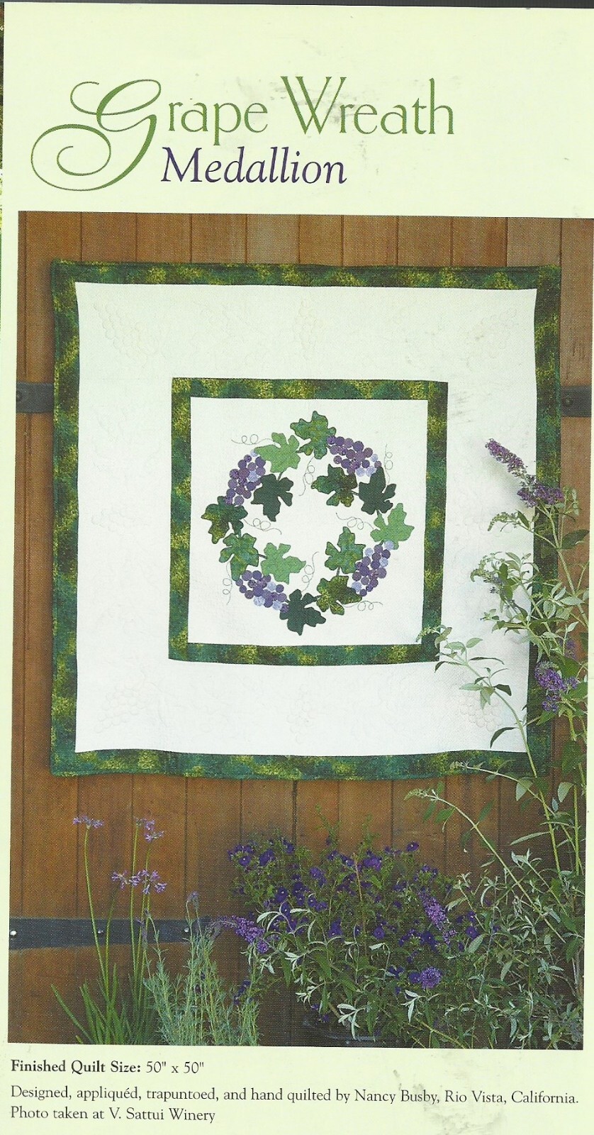 E0579   GRAPE WREATH MEDALLION WALLHANGING/ QUILT PATTERN/INSTRUCTIONS