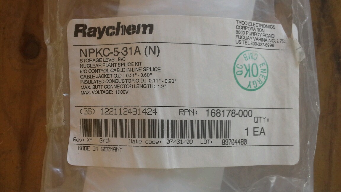 RAYCHEM 5/C IN LINE SPLICE KIT sealed factory bag NPKC-5-31A (N) NUCLEAR 0.6" OD