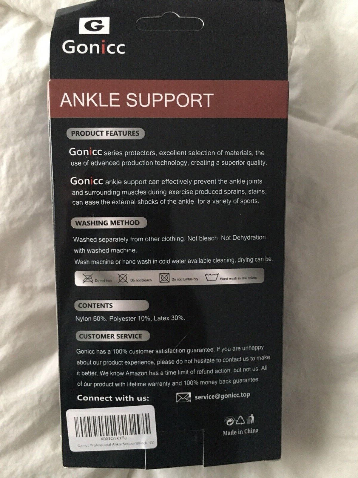 Gonicc Ankle Support Compression Sleeve With Support Strap NIP Unisex XS