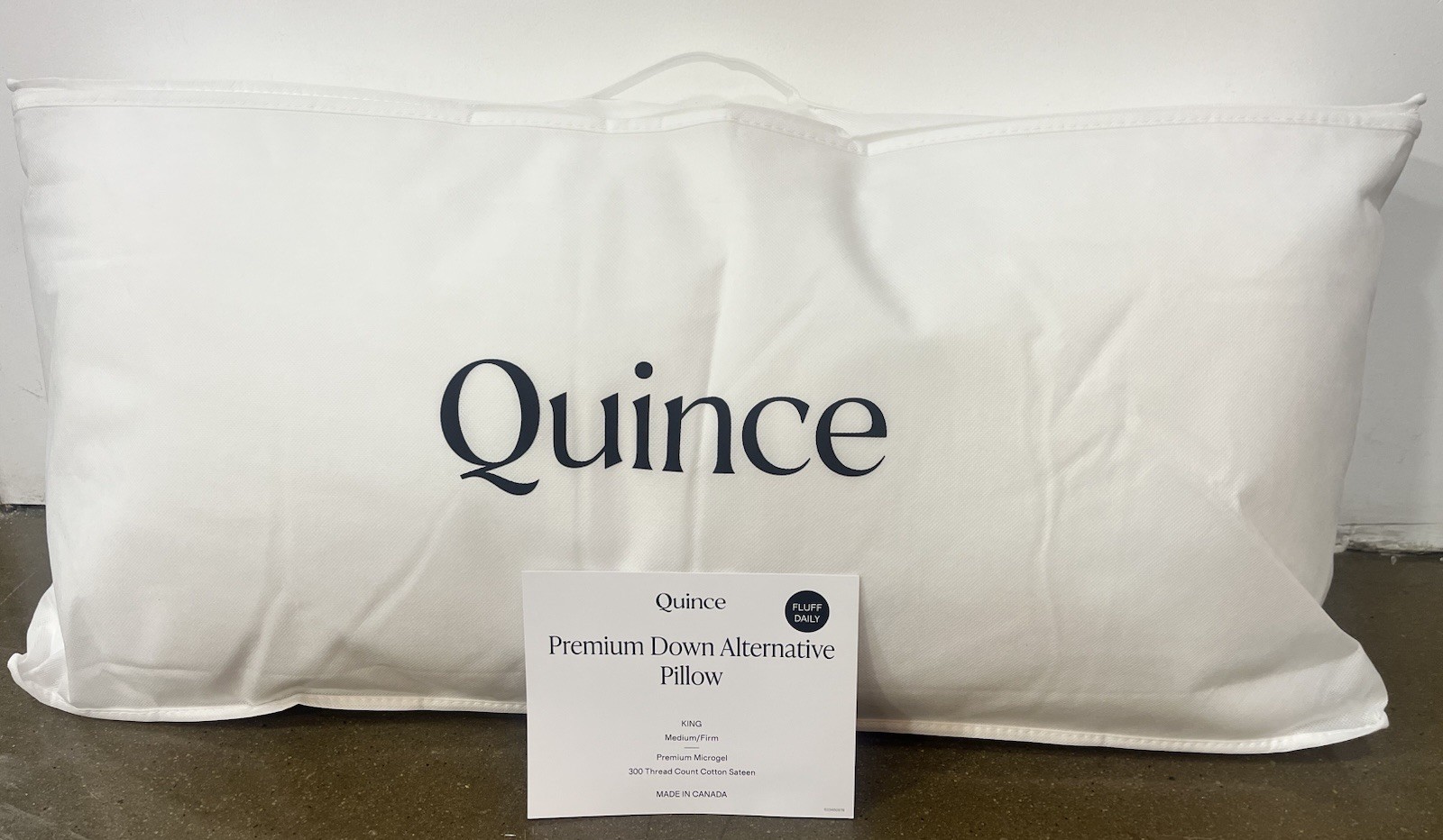 BNWT Quince Premium Down Alternative Pillow King Medium $52 MSRP