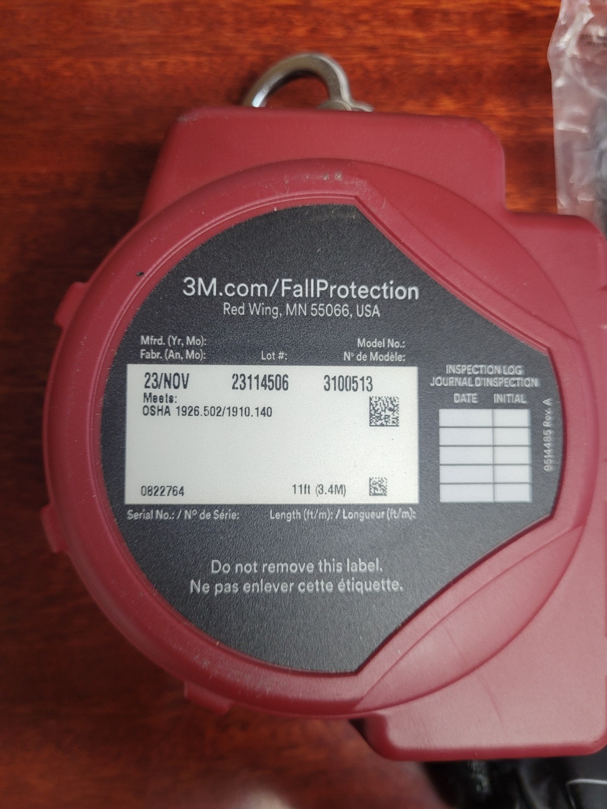 3M 3100513 Self Retracting Lifeline Web Snap Hook Construction Fall Protection