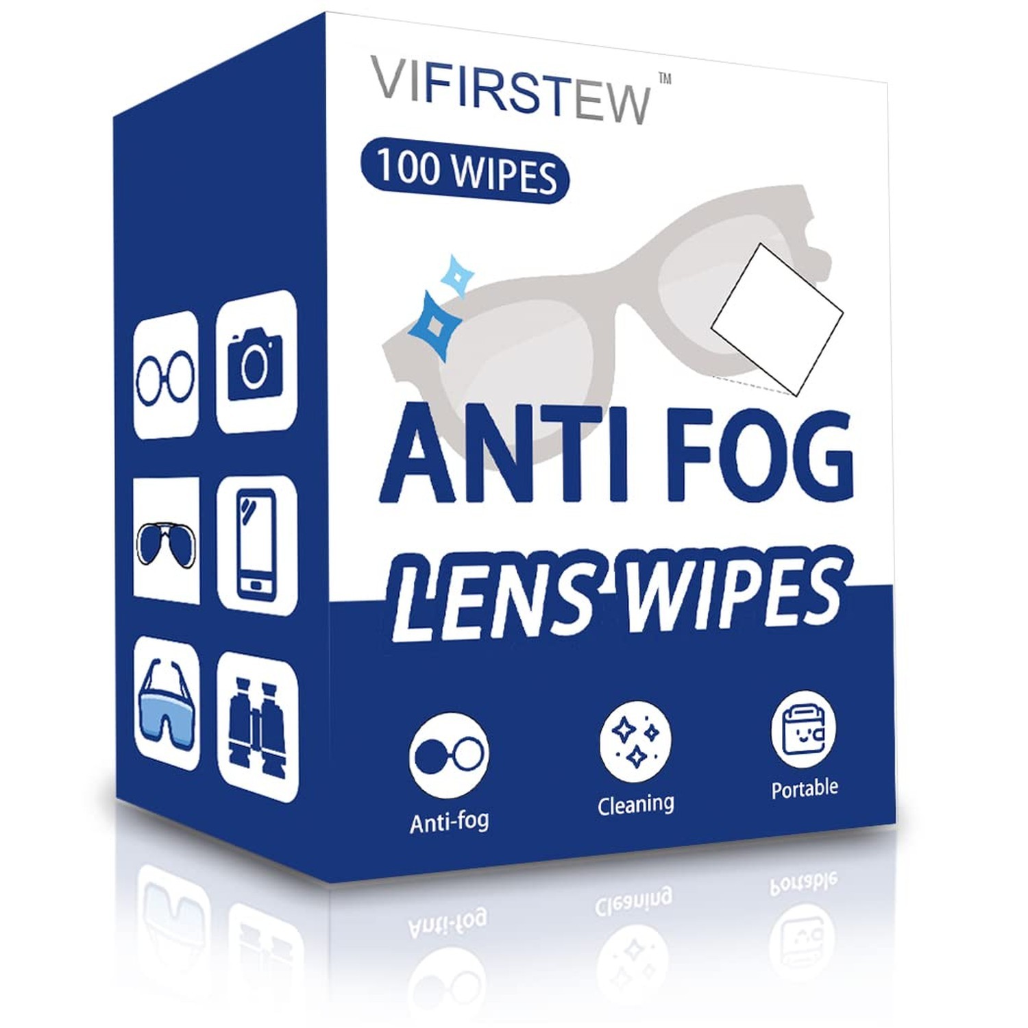 Anti-Fog Lens Wipe, Pre-moistened Cleaning Wipe for Eyeglasses, Goggles, Mirr...