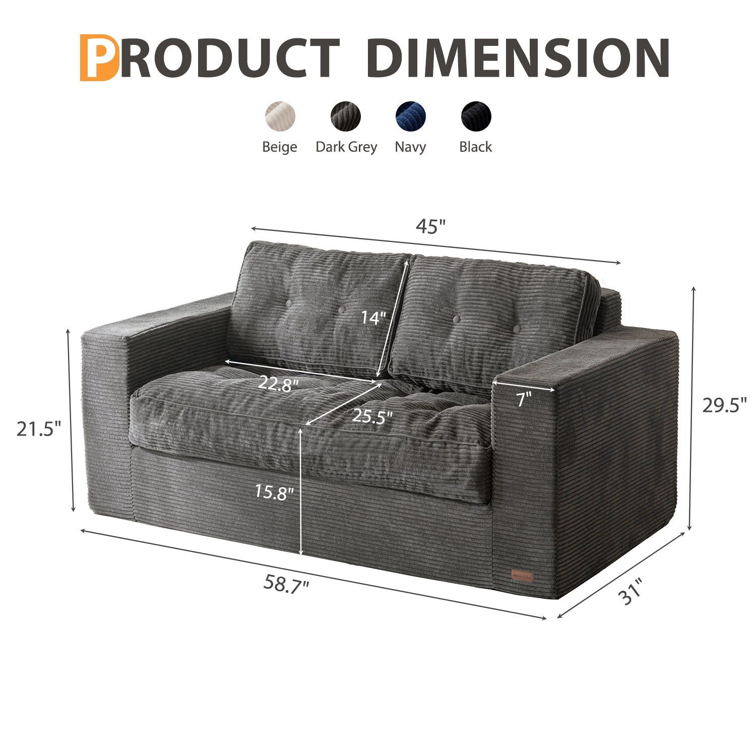 MAXYOYO Bean Bag Chair Sofa,Giant Boneless Couch with Tufted Cushion & Backrest