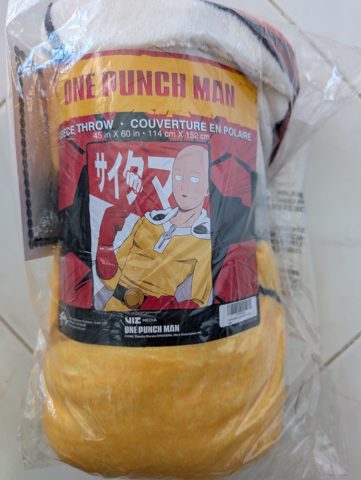 One Punch Man Fleece Throw Blanket 45x60" – Saitama Hero NEW