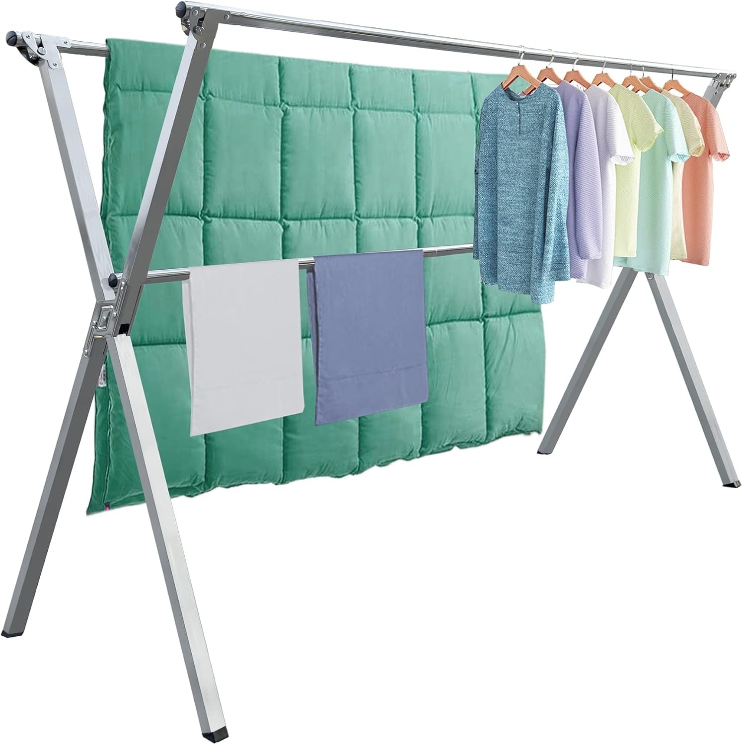 Outdoor Steel Drying Rack Adjustable Space Saving Windproof