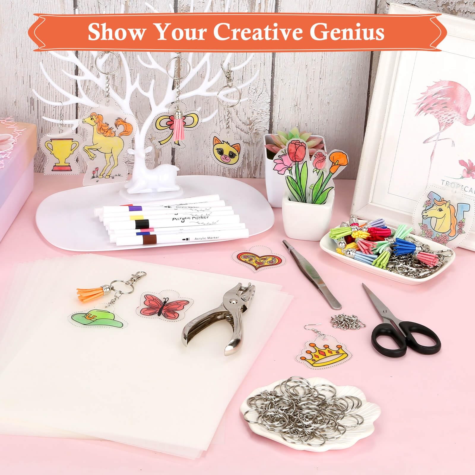 175 PCS Shrinky Plastic Sheets Kit, Including 20 Sheets Shrinky Art , Acrylic...