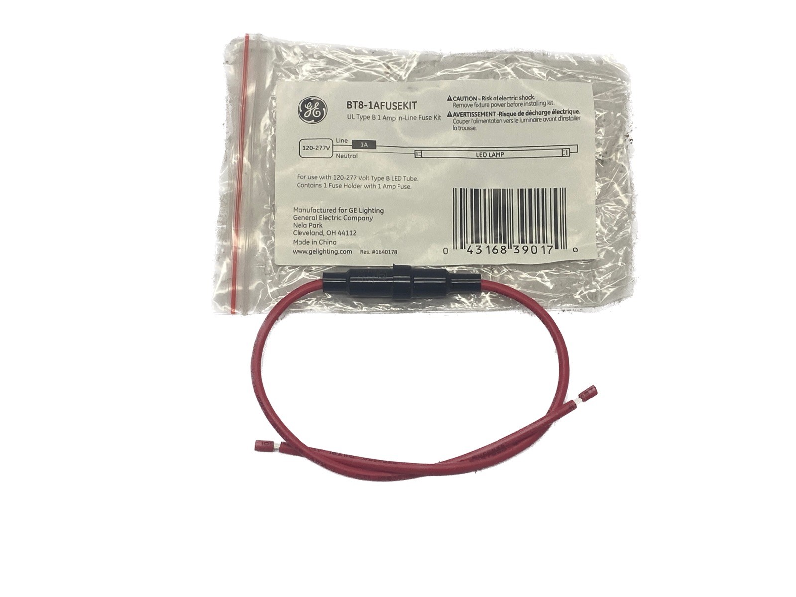 NEW IN BAG General Electric 1A 120-277V Type B In-Line Fuse Kit BT8-1AFUSEKIT