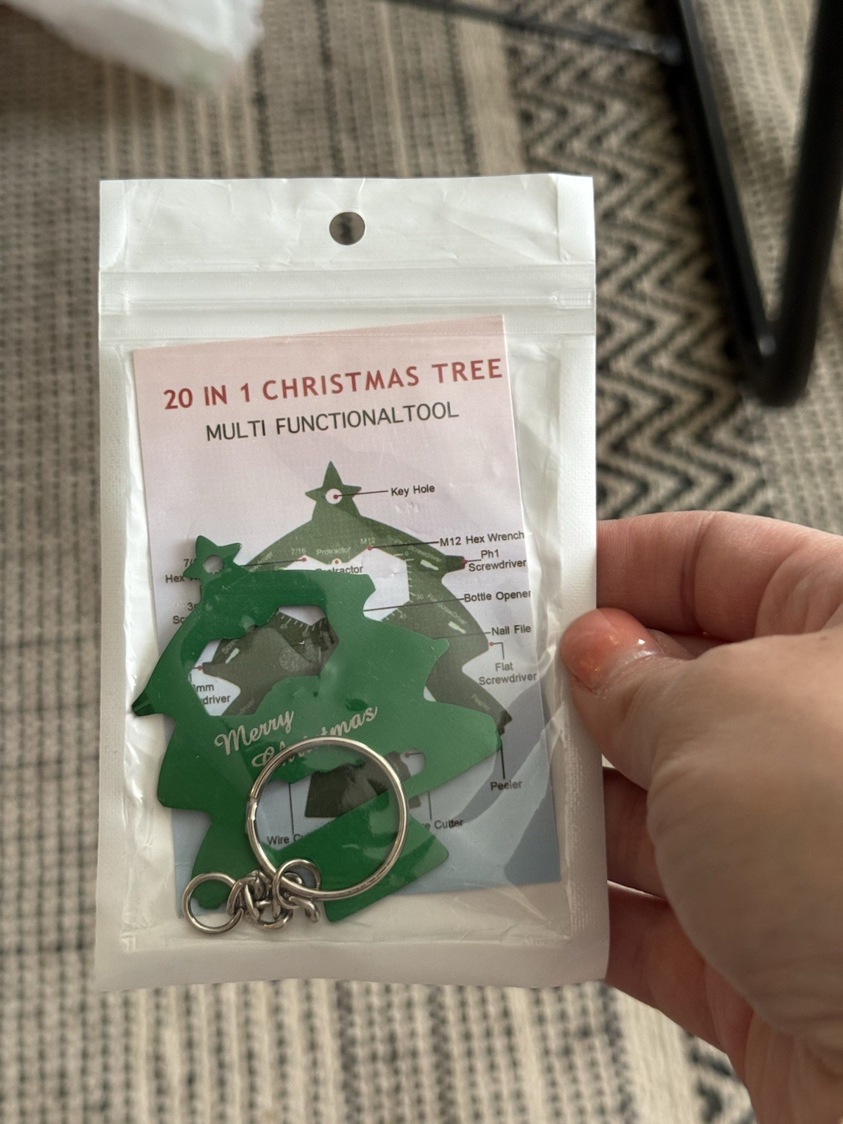 Metal Christmas Tree Multi Tool 20 In 1 Keychain Functional Bottle Opener