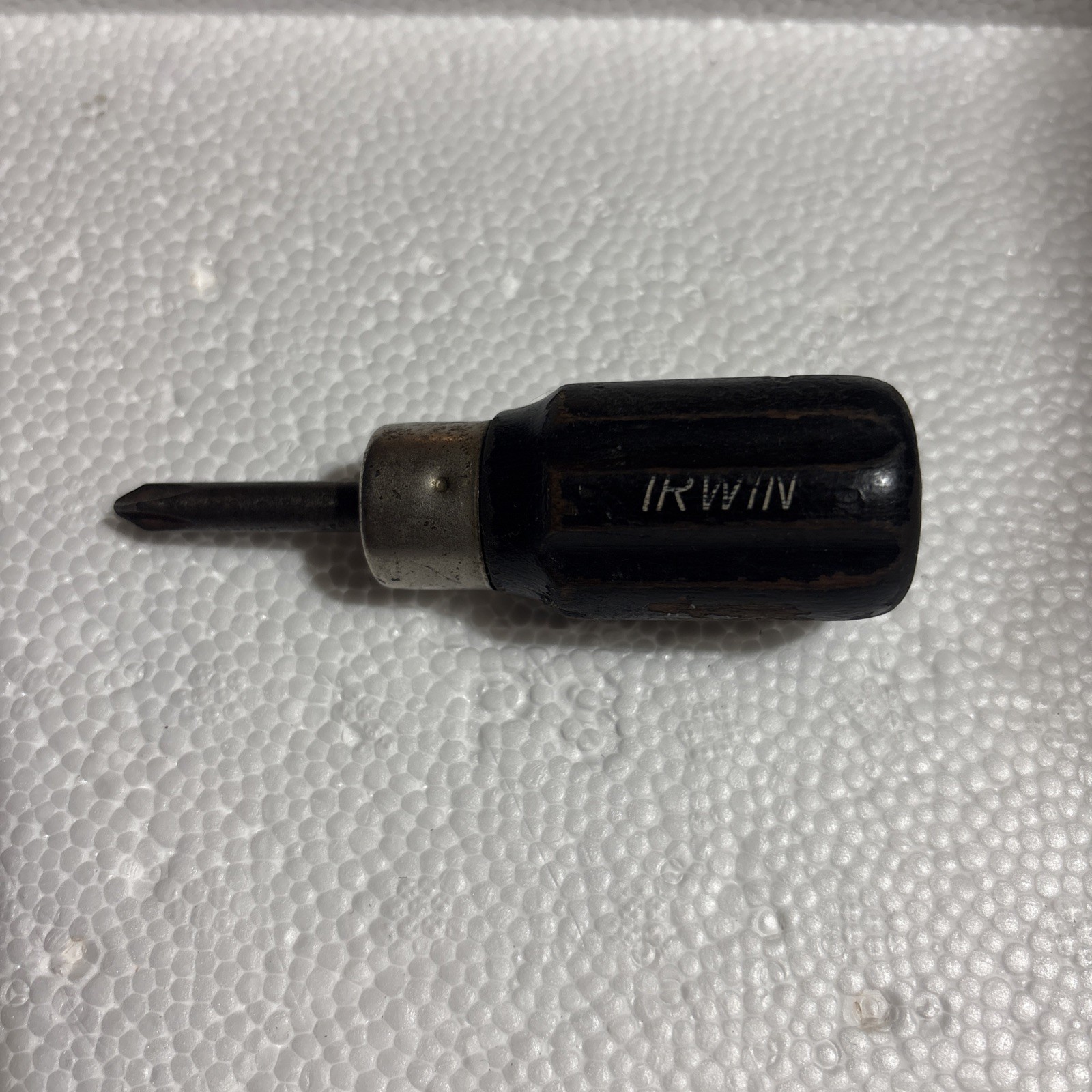 USA Made Vintage Irwin Stubby Black Wood Handle Philips Head Screwdriver