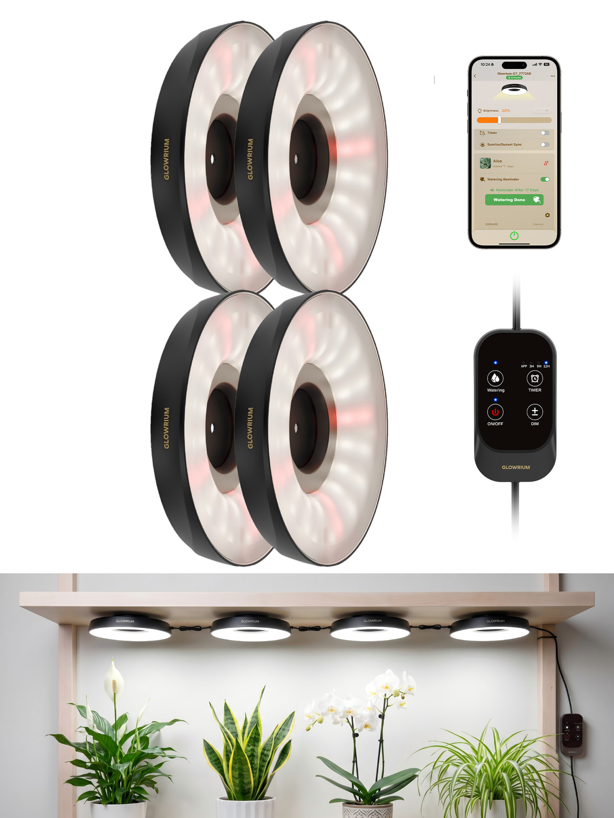 32W Smart Full Spectrum LED Auto Timer Grow Light Auto Timer for Indoor Plants