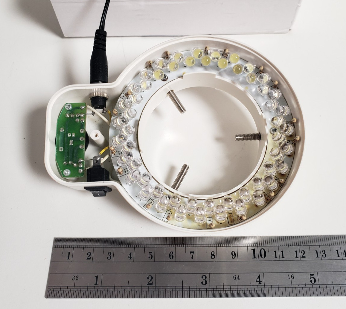 54 LED Focused Bright Adjustable Ring Light for Stereo Microscope USED, AS IS