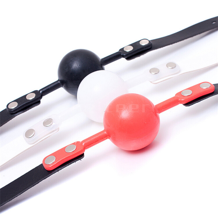 Bondage PU Leather 48mm Large Solid Silicone Open Mouth Gag Oral Harness SM Lock