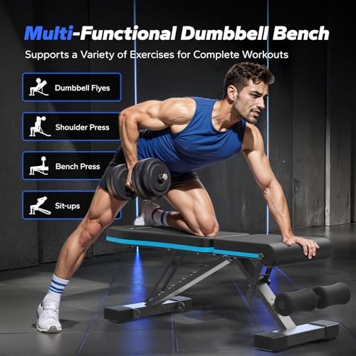 Foldable Weight Bench for Gym - 990 LBS Adjustable - Foldable