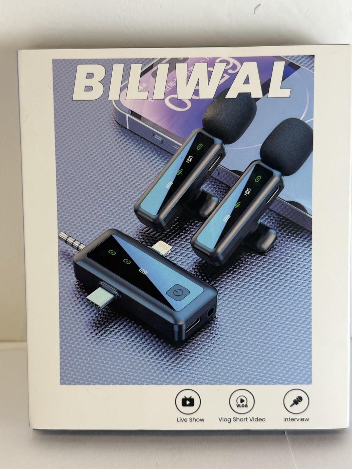 BILIWAL Wireless Lavalier Microphone Set One to Two Live Show Vlog Interview A