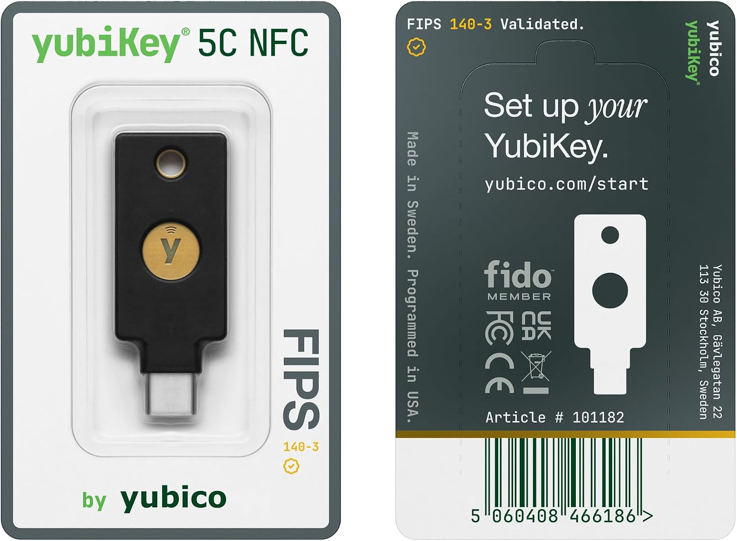 - Yubikey 5C NFC FIPS - Multi-Factor Authentication Security Key