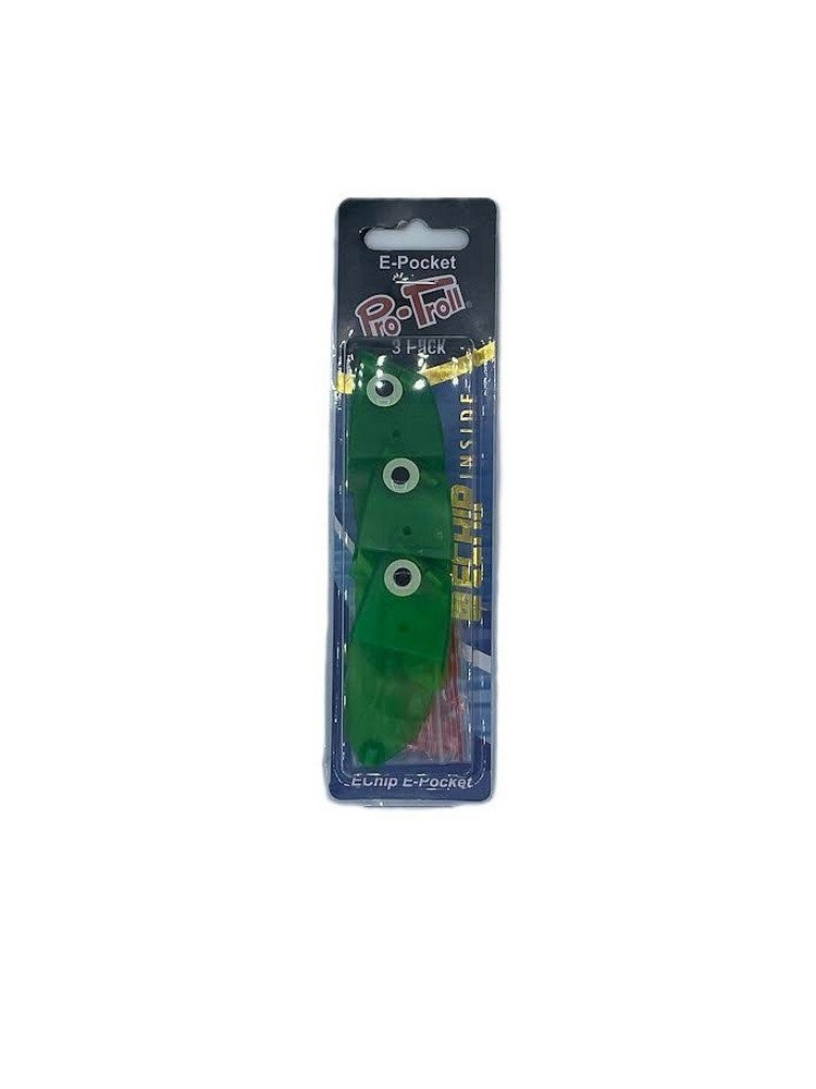 Pro-Troll E-Pocket with Echip Fishing Bait Holders Green 3 Per Pack - 4706
