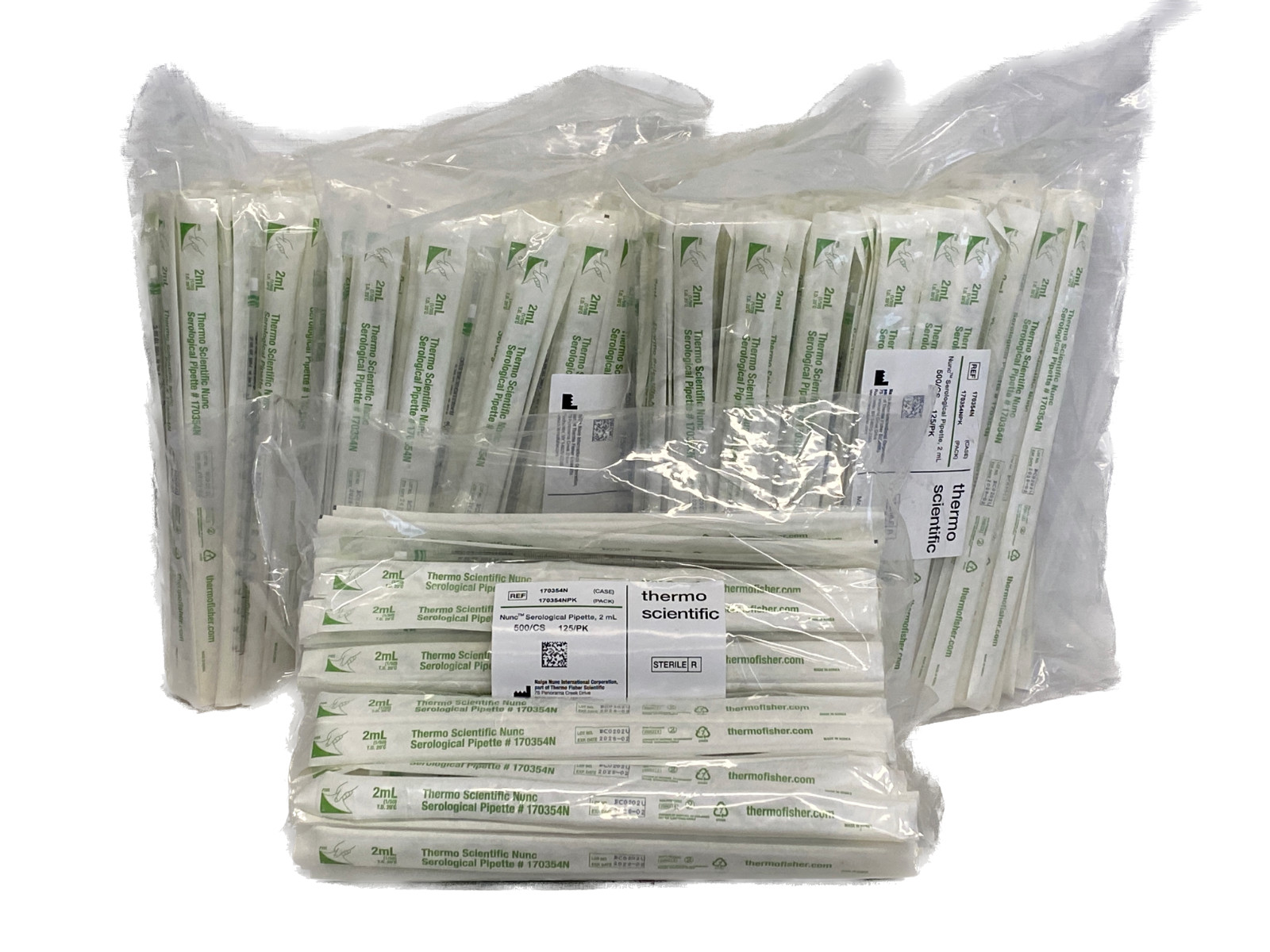 (500/Cs) THERMO NUNC 2mL PS Graduated Serological Pipettes Plugged 170354N