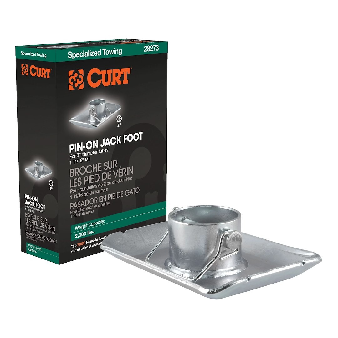 Curt 28273 Trailer Jack Foot Plate Fits 2" Tube 2000 lb Cap 11-1/16" H  Pin-On