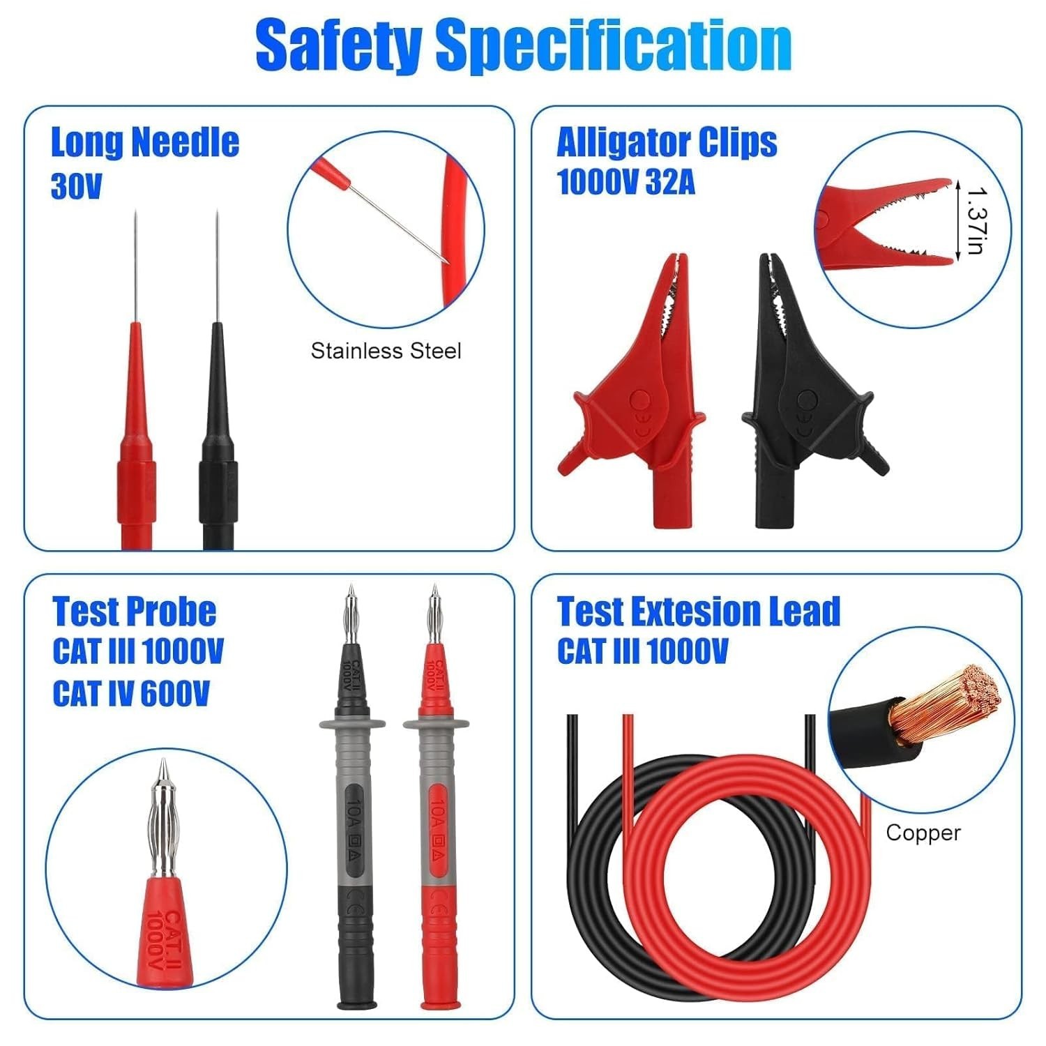 25PCS Silicone Multimeter Leads Kit: Replaceable Wire Piercing Probes, Hook...