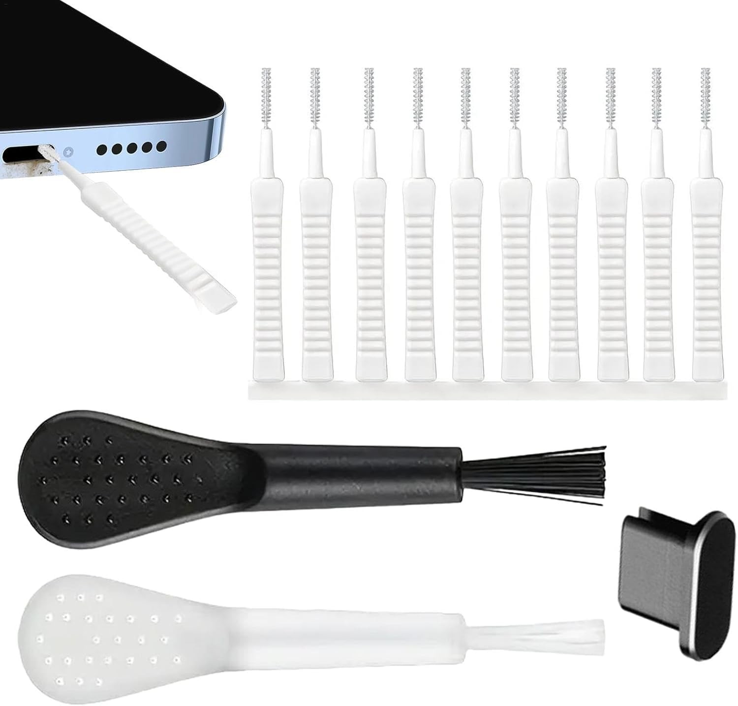 Phone Charger Port Cleaner Kit Anti-Clogging Mini Brushes Dust Remover Tools