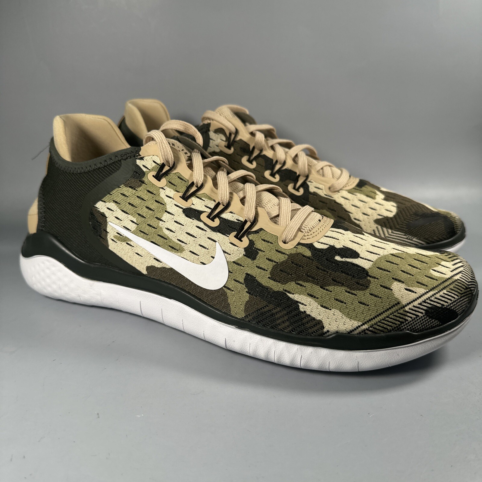 Nike Men's Free RN 2018 GPX Camo Running Shoes Sequoia White Size 8
