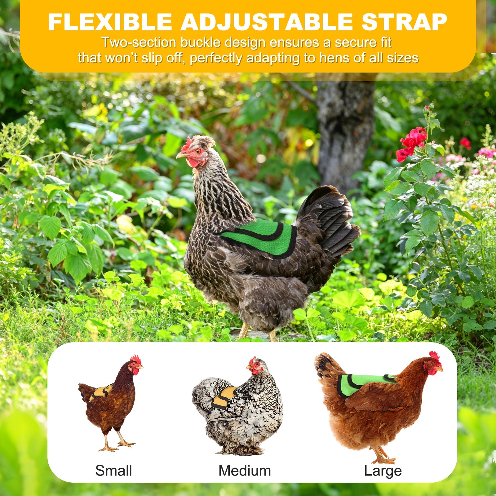 6-Pack Chicken Saddle with Adjustable Strap for Hens [Grass Green]
