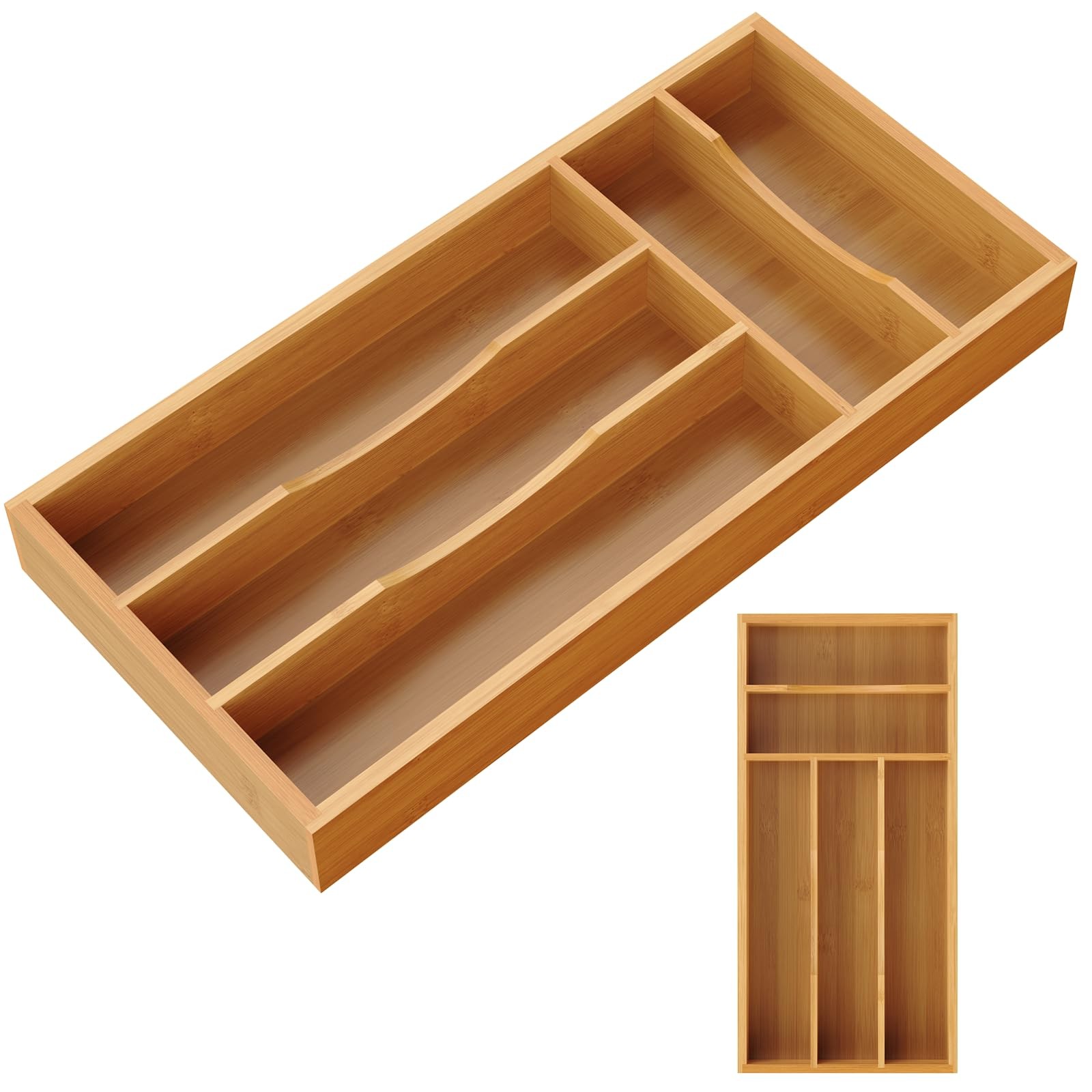 Bayting Small Silverware Organizer, Bamboo Kitchen Drawer Small,