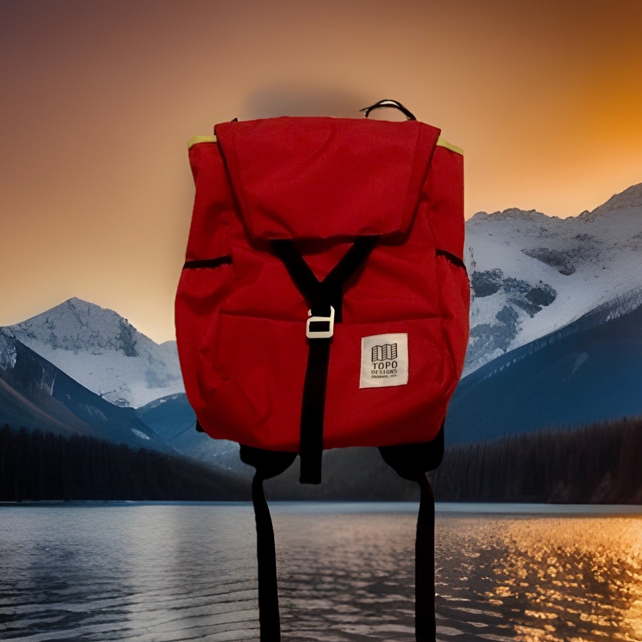 Topo Designs Colorado Y-Pack Red Backpack Rolltop Daypack Cordura 18” VGC NICE!