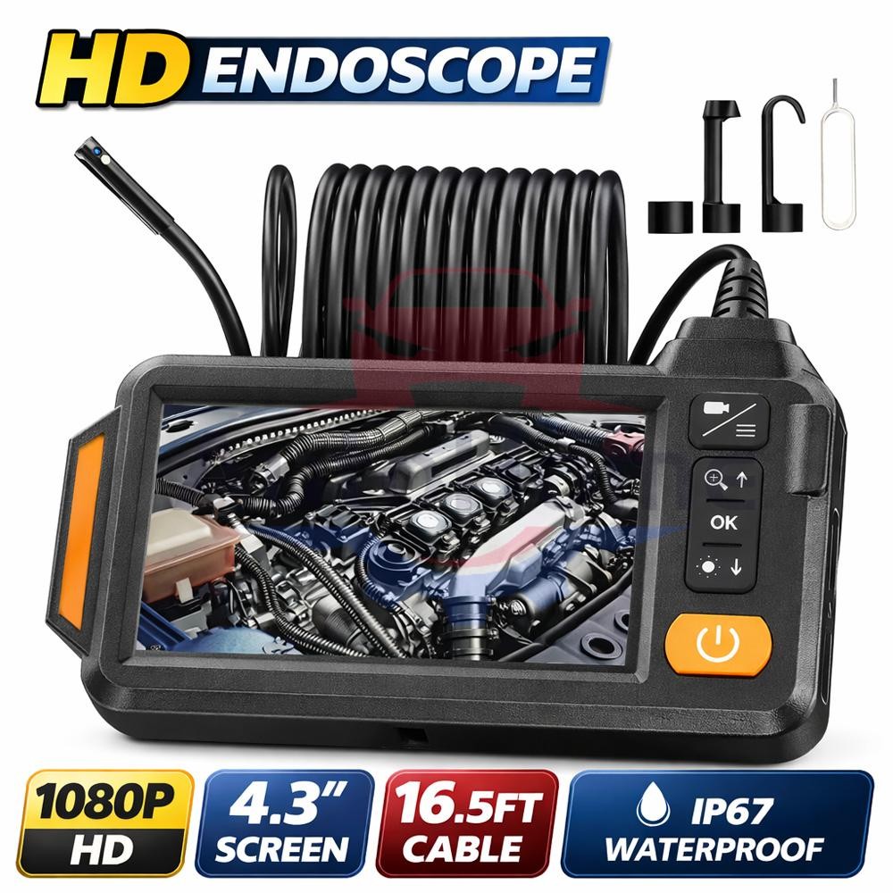 5M Handheld Industrial Endoscope 8mm Borescope Inspection Snake Camera with 8LED