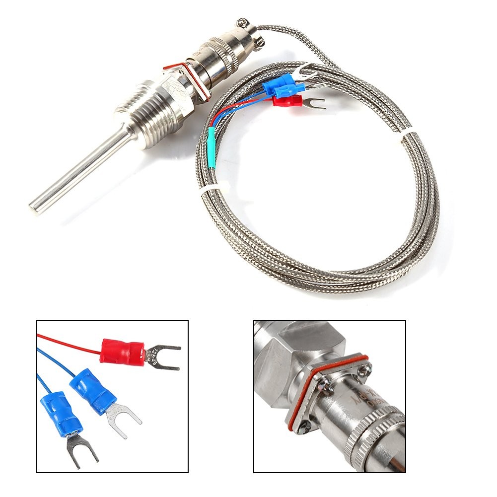 RTD PT100 Temperature Sensor Probe 1/2 Inch NPT Thread Thermocouple 2m Cable