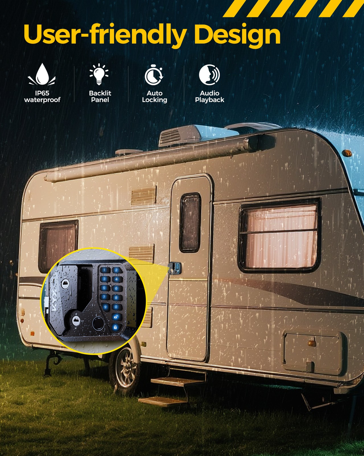 KYX RV Keyless Door Lock Replacement with Password and Remote Control Thumbprint