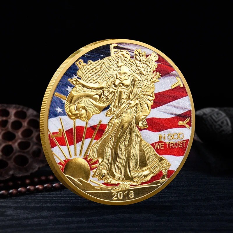 Souvenir Coin US Statue of Liberty Challenge Coins Painted America Collectible 1