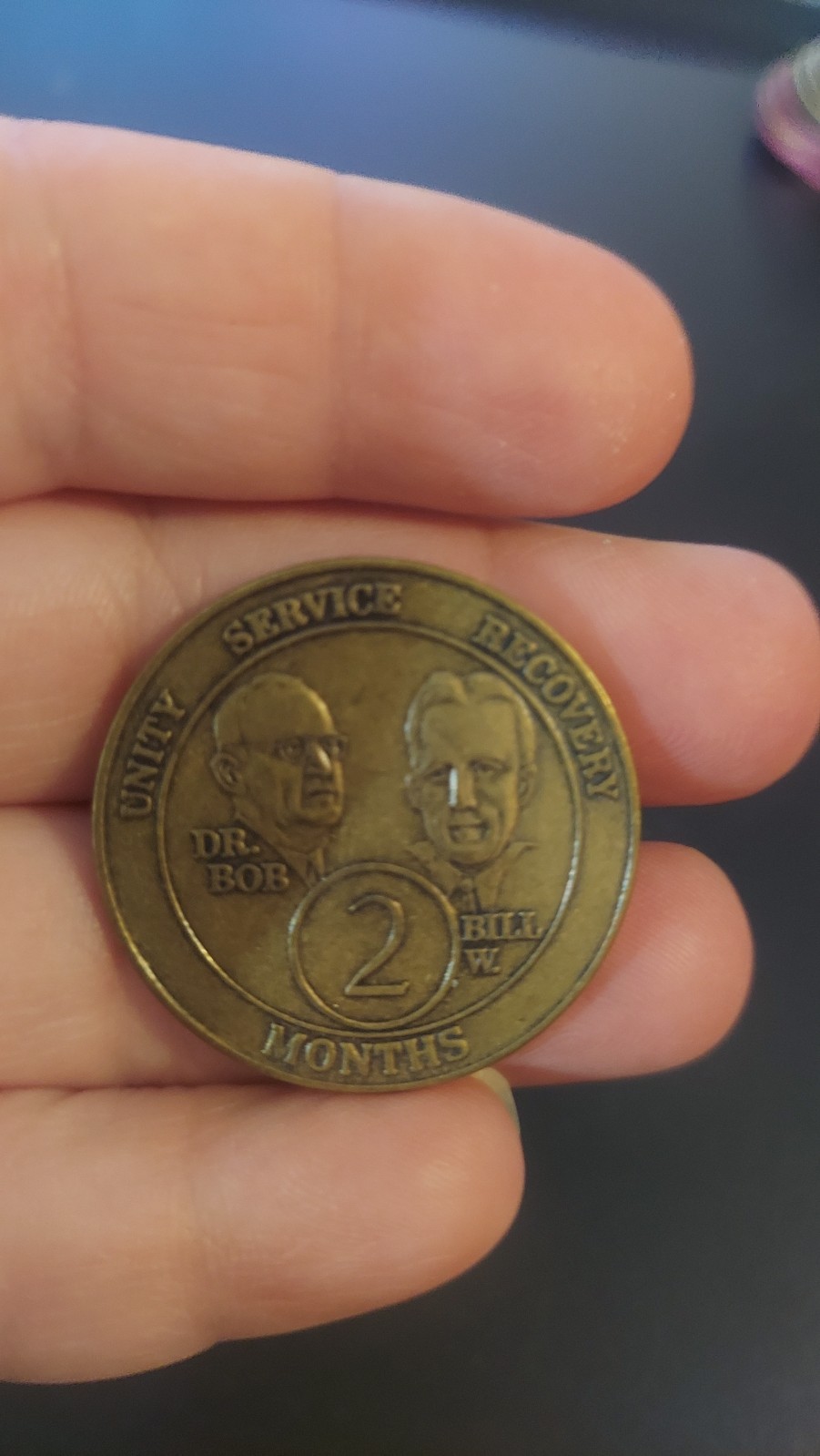 Alcoholics Anonymous AA 2 Month Bronze Medallion Coin Chip Token Sobriety Sober