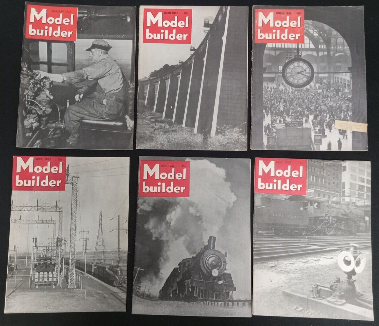 6 VTG 1947 MODEL BUILDER MAGAZINES LIONEL TRAIN RAILROAD