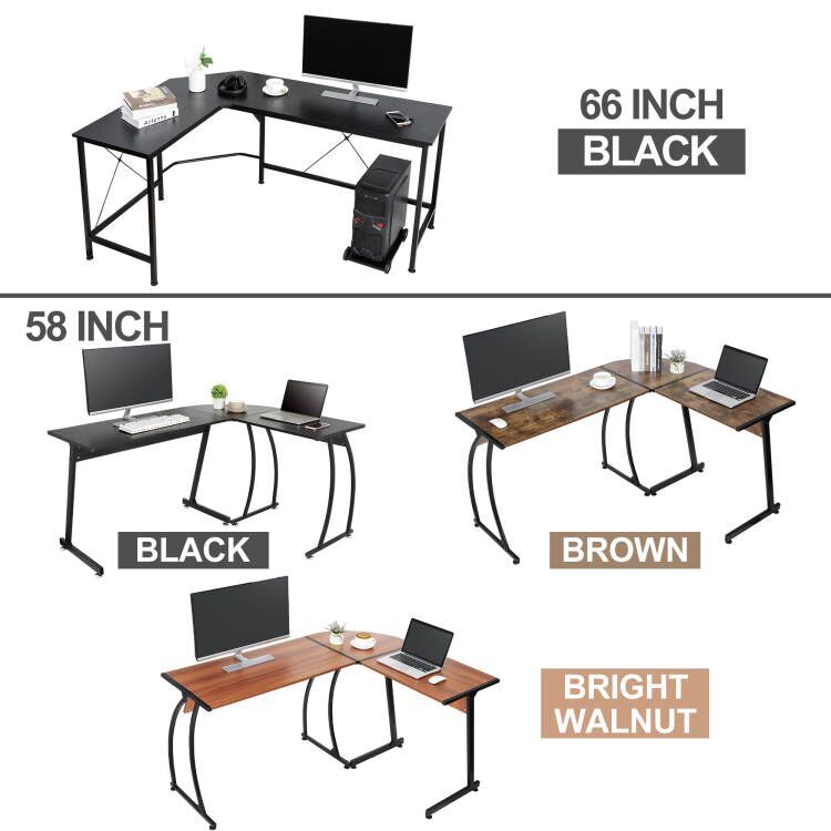 Computer L-Shaped Desk Gaming Laptop Table Corner Workstation Office Desk