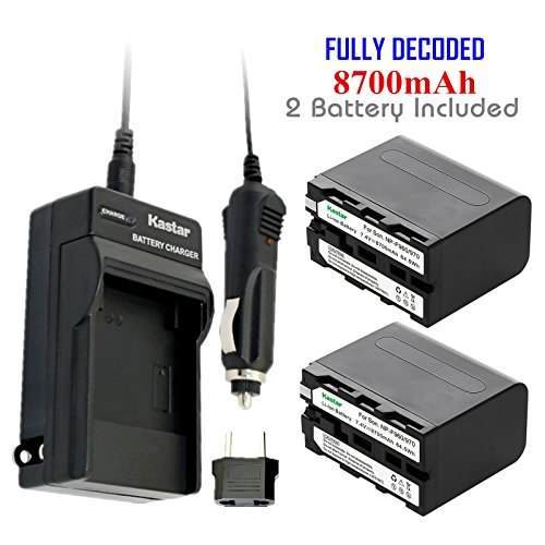 Kastar Battery (2-Pack) + Charger for Sony NP-F975, NP-F970, NP-F960, NP-F950
