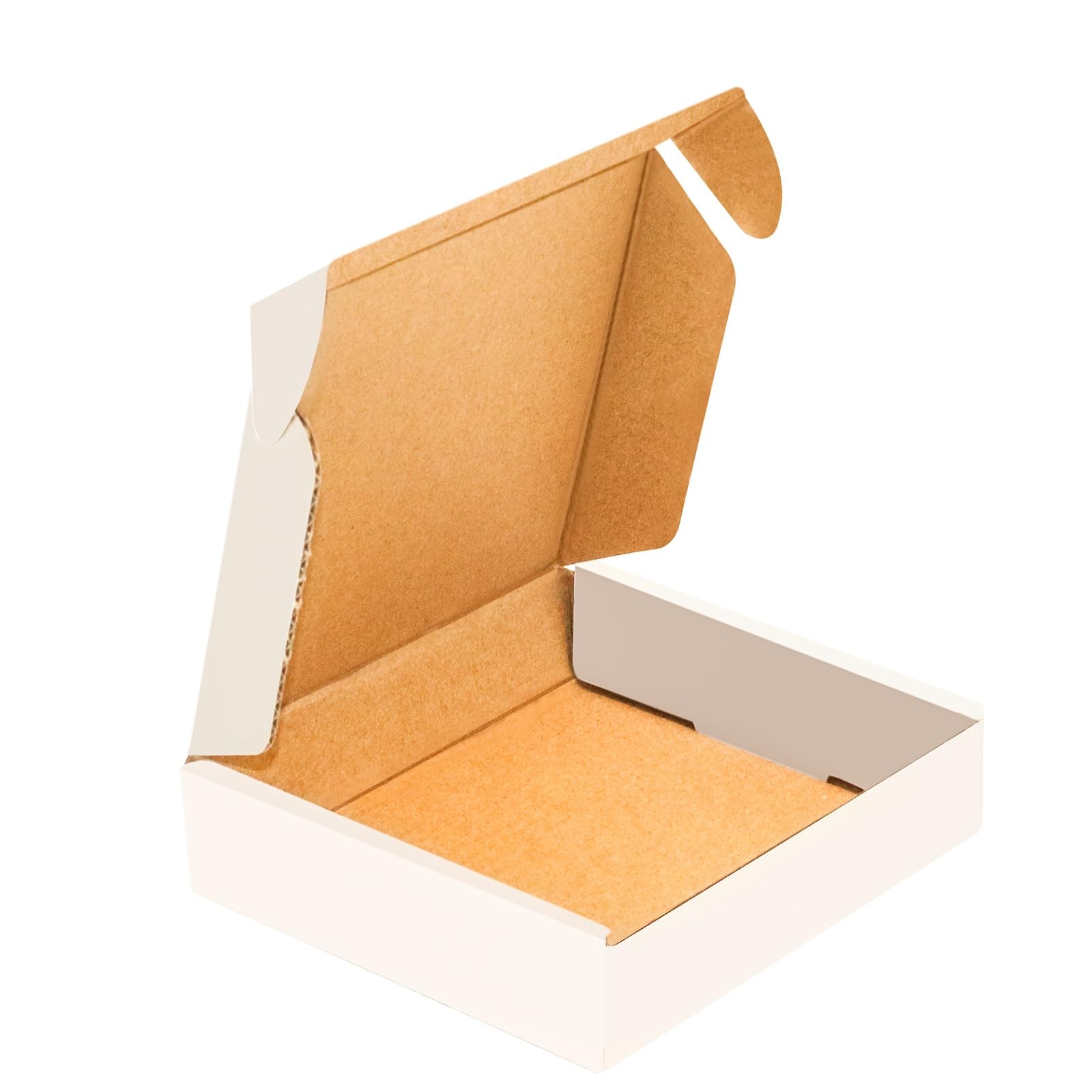 YUNSY 50Pk 4x4x1" White Corrugated Shipping Mailer Boxes for Small Business