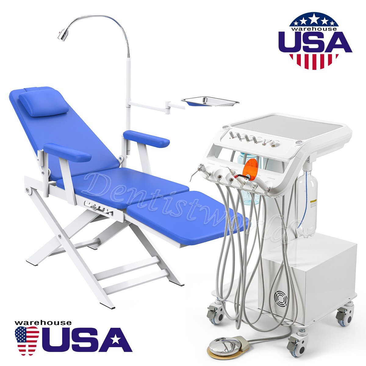 Dental Portable Folding Chair Mobile/Dental Unit Air Compressor Curing light