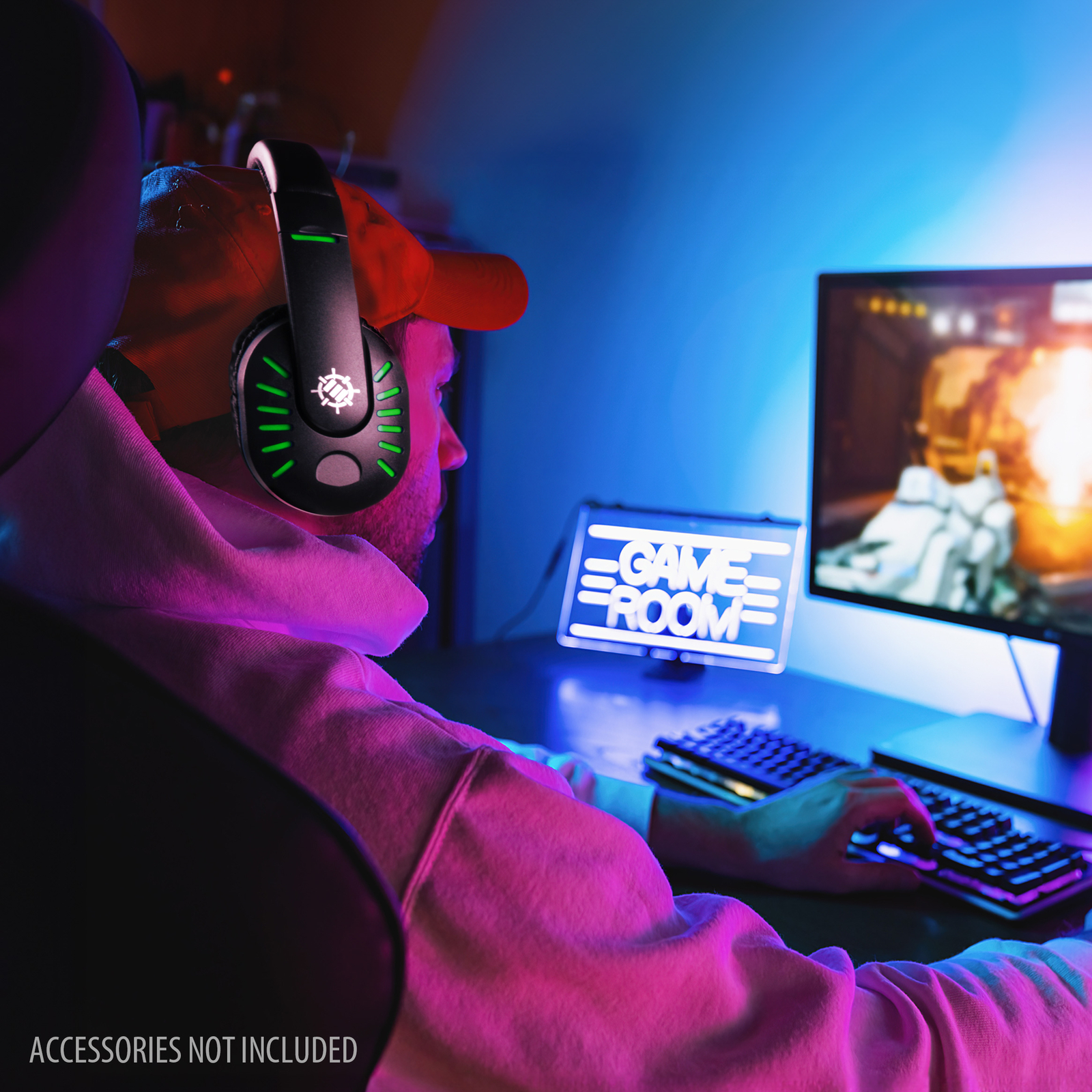 Gaming Headset with Rotating Microphone - Soft Adjustable Headband - Green