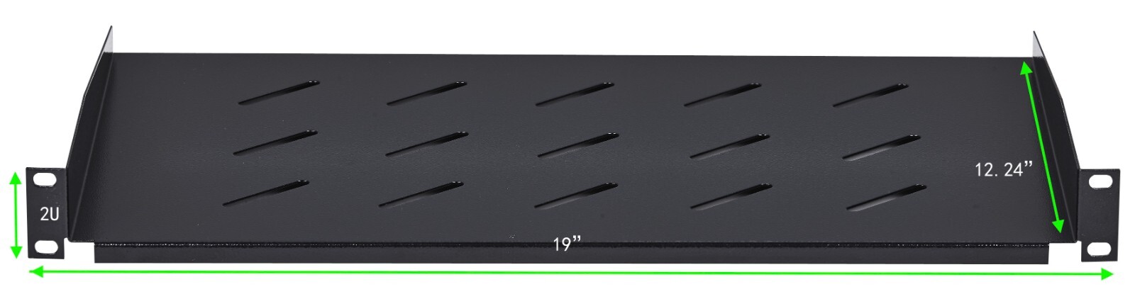 Cantilever Network 2U Server Shelf Mount 19" Vented Rack Mount 12.24” Deep Tray