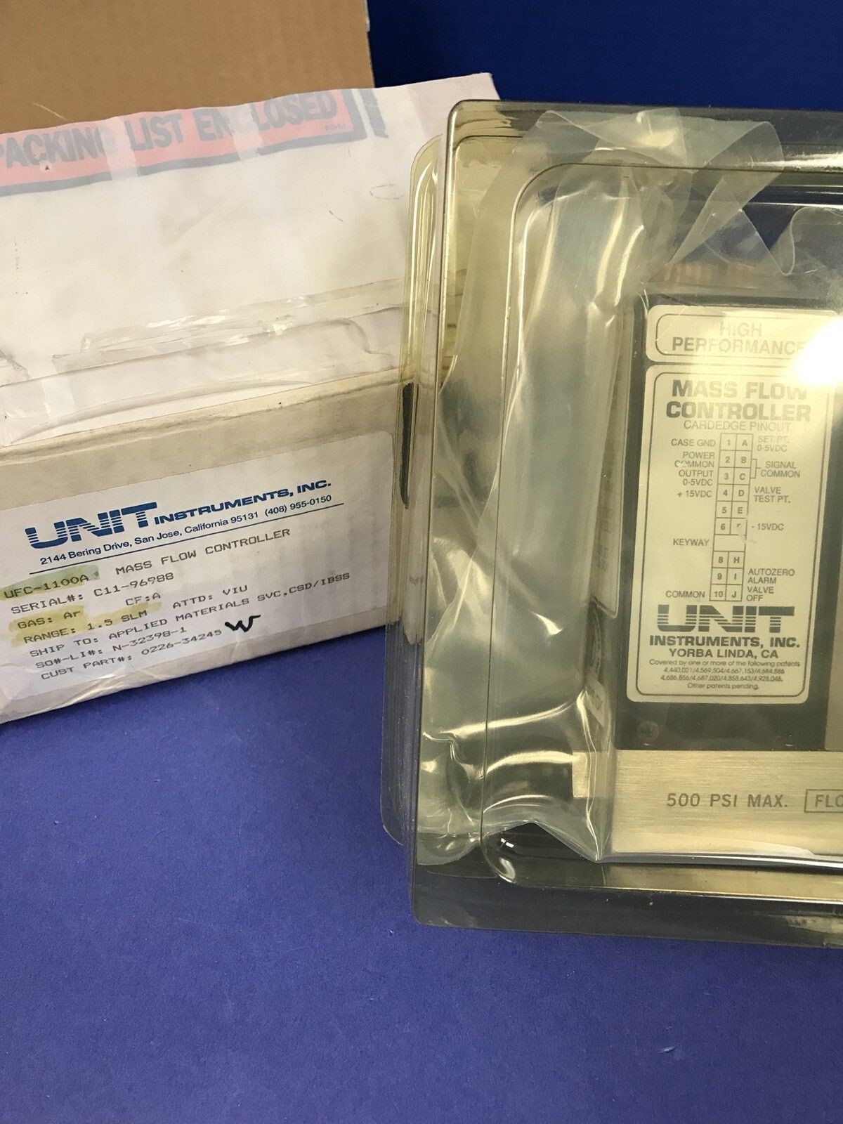 Unit UFC-1100A Mass Flow Controller, AR, 1.5 SLM, Refurbished