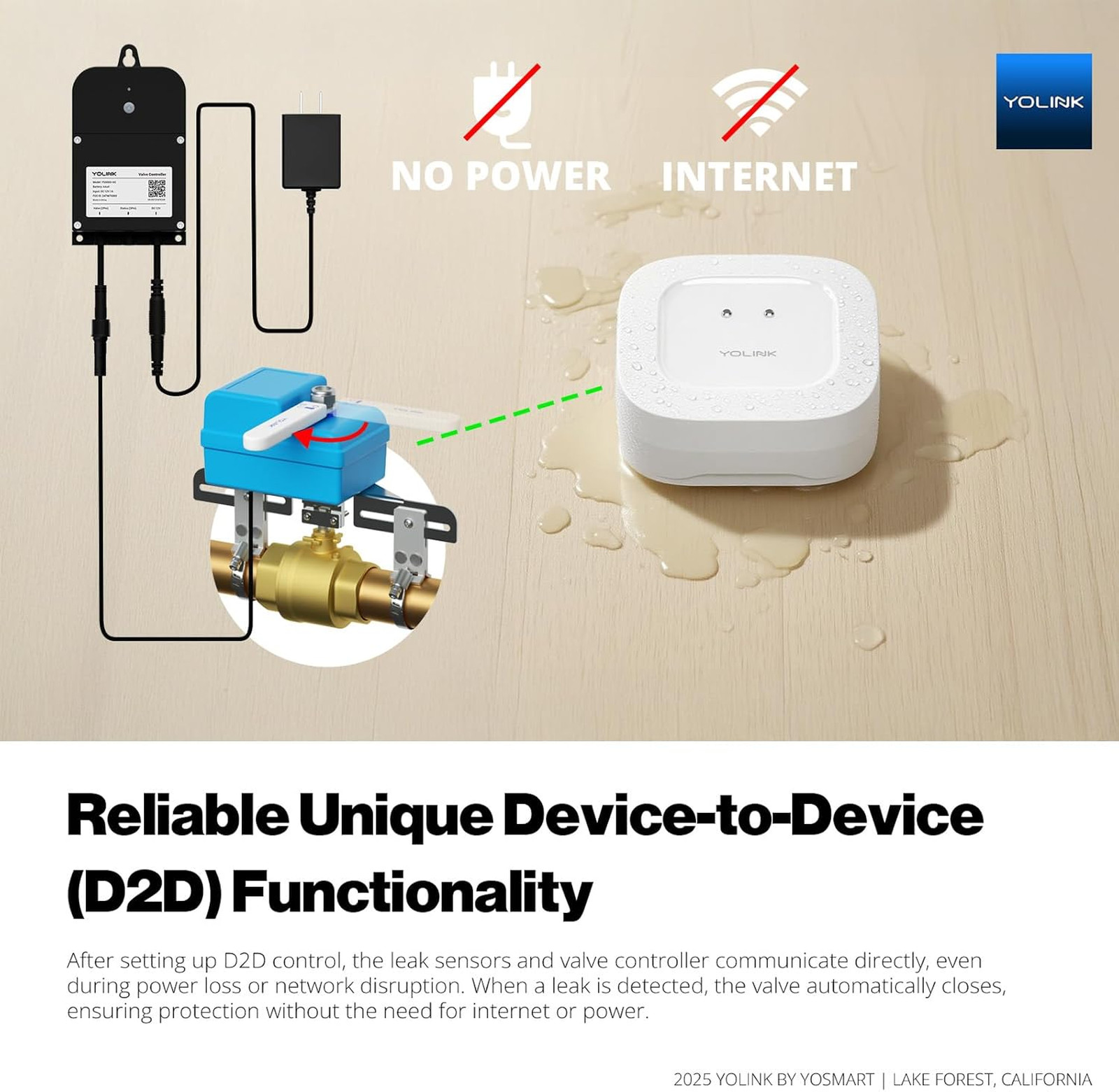 Water Leak Detection System Kit Wireless Valve Controller with Sensors