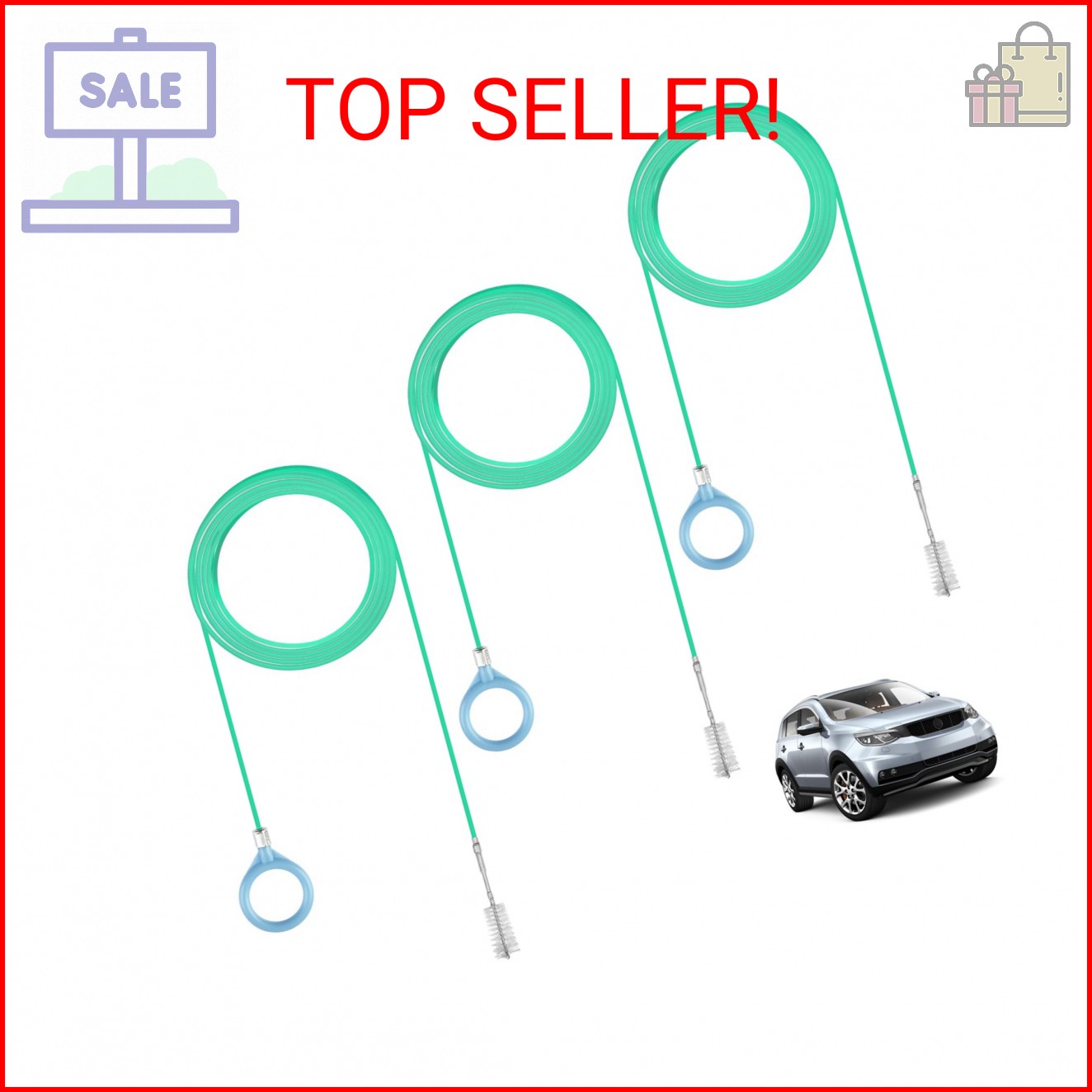 Opvixi 3 pcs Auto Sunroof Drain Cleaning Tool, 120 Inch Long Flexible Tube Clean