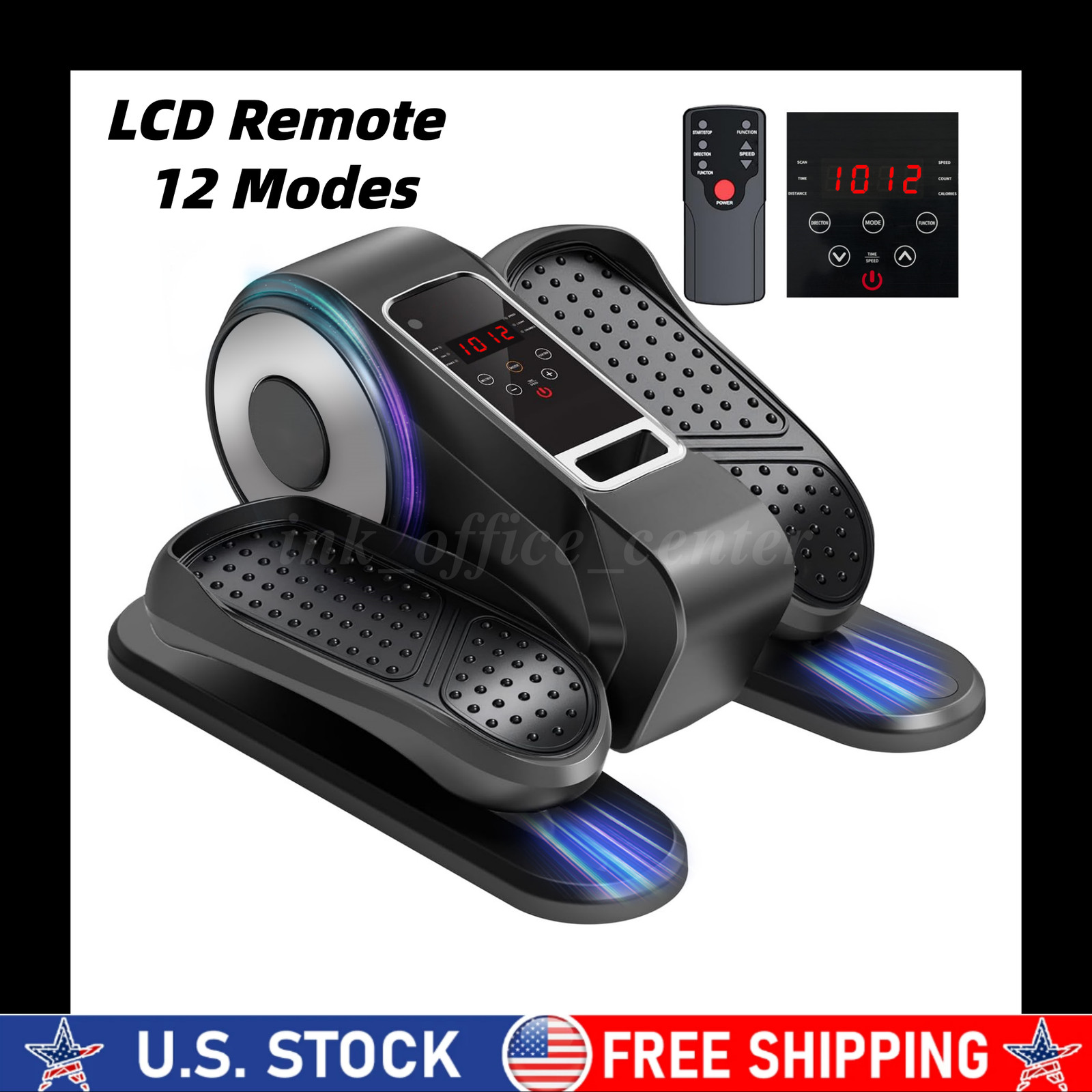 Under Desk Mini Elliptical Leg Exerciser LCD Remote 12 Modes For Seniors Adults